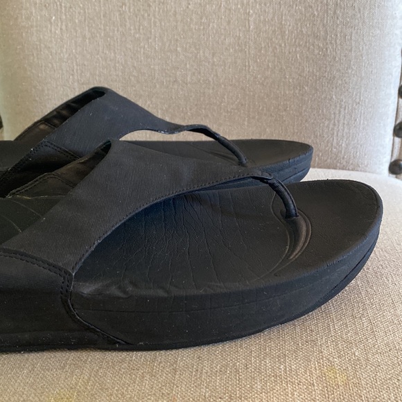Fitflop Women’s LuLu Comet Wedge Sandals Slip On Toe Post Black Size 9 - Picture 4 of 12